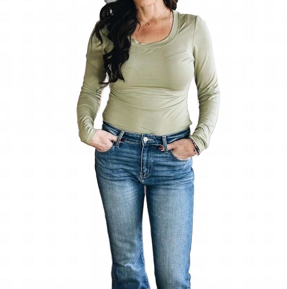 NEW LITTLE DAISY CLOSET the contour long sleeve top in laurel green